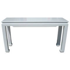 Lacquered Vintage Grasscloth Console