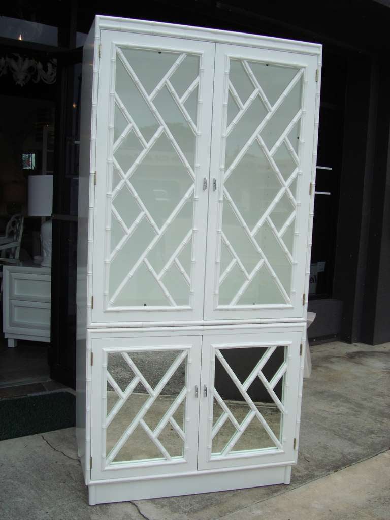 American Lacquered Faux Bamboo Cabinet