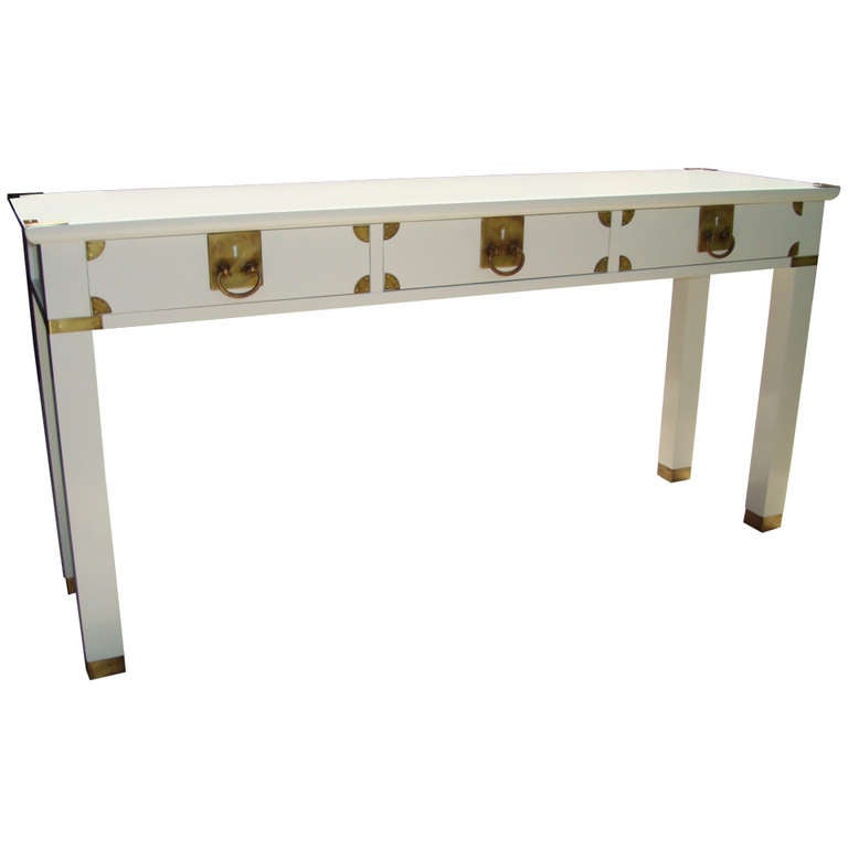 Vintage White Lacquered Campaign Console