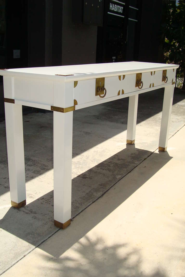 American Vintage White Lacquered Campaign Console