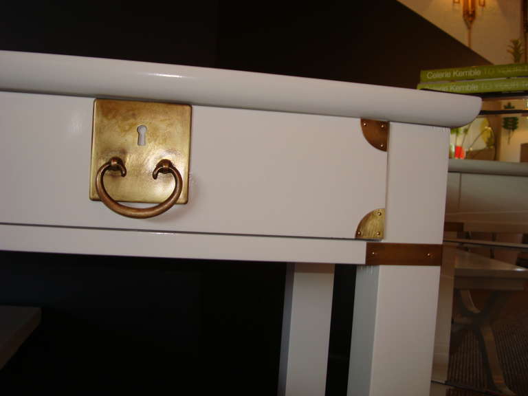 Vintage White Lacquered Campaign Console 1