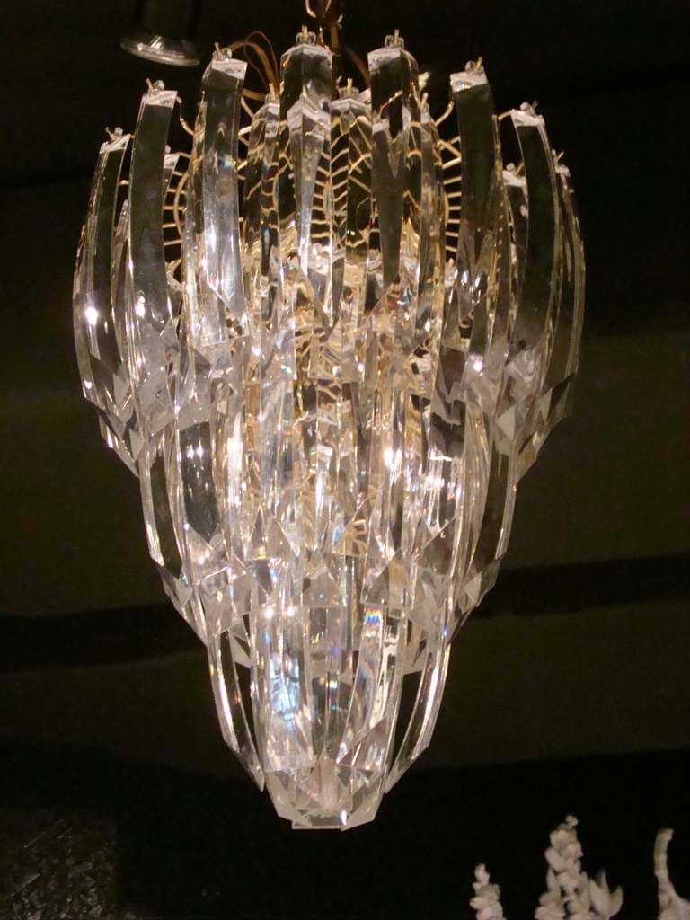 Hollywood Regency Vintage Three Tier Acrylic Chandelier