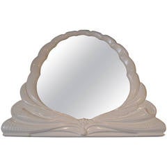 Large Hollywood Regency  Lacquered Curved Mirror