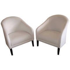 Pair of Newly Upholstered White Vintage Chairs