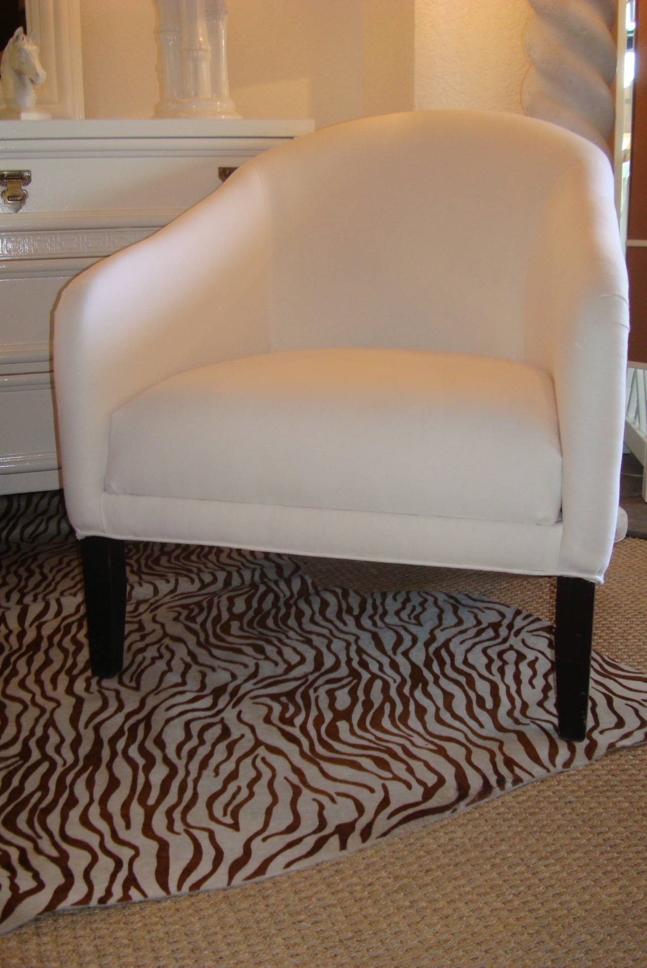 Pair of Newly Upholstered White Vintage Chairs