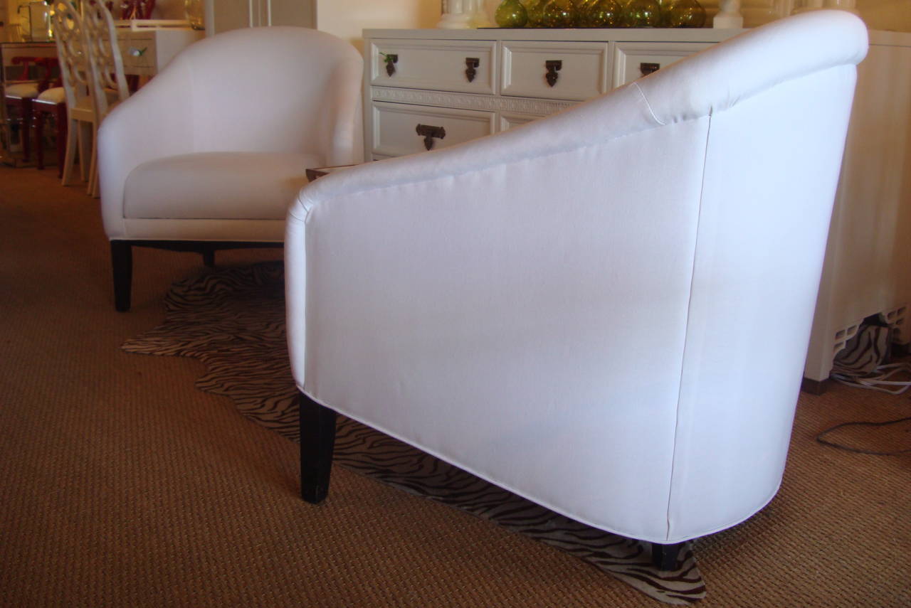 Pair of Newly Upholstered White Vintage Chairs For Sale at 1stDibs
