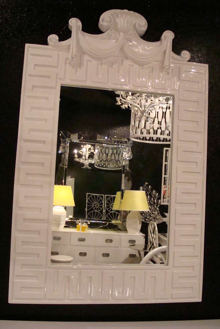 Lacquered Regency Greek Key Mirror