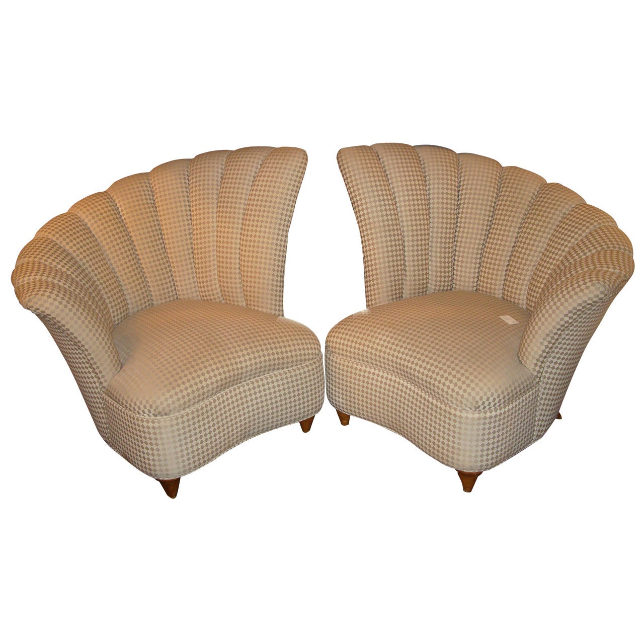 Hollywood Fan Back Upholstered Chairs For Sale