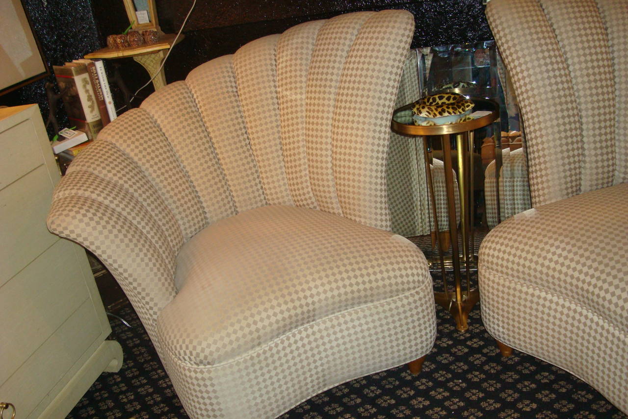Upholstery Hollywood Fan Back Upholstered Chairs For Sale