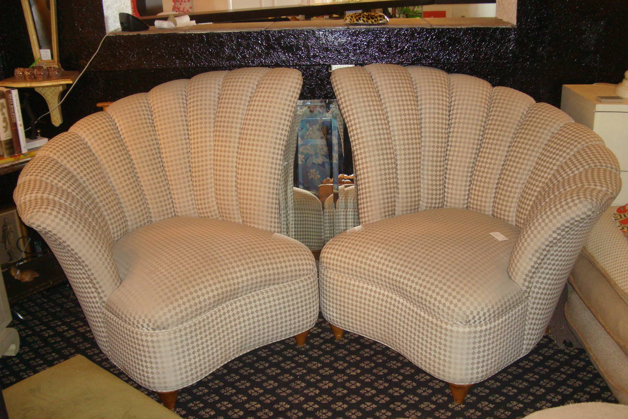 American Hollywood Fan Back Upholstered Chairs For Sale