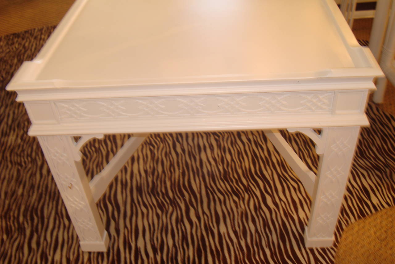 Vintage White Chippendale Cocktail Table