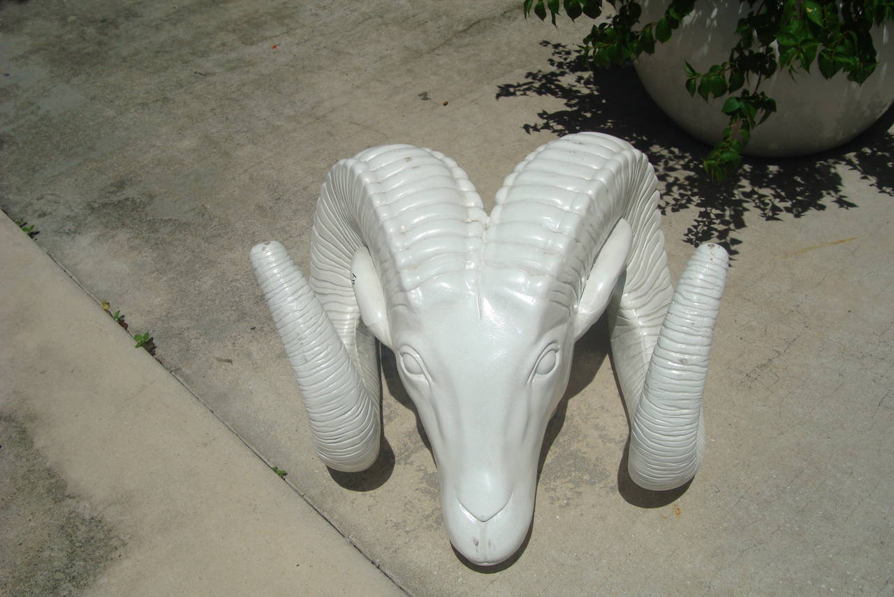 American Vintage White Ram's Head For Sale