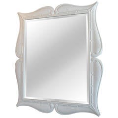 Lacquered White Vintage Hollywood Regency Mirror