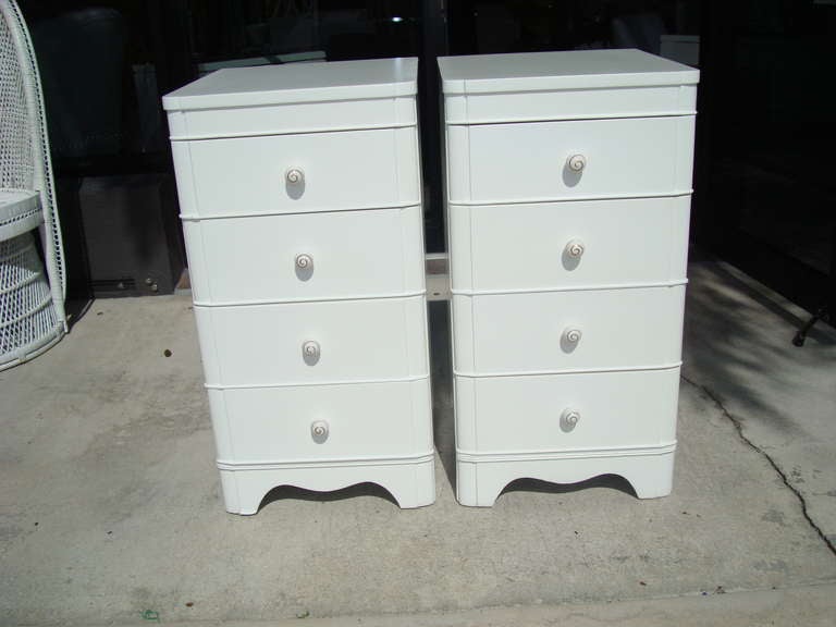 Wood Pair of Mid Century Tall Nightstands