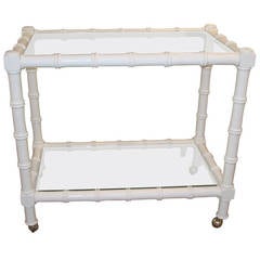 Lacquered White Vintage Bar Cart