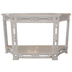 Lacquered White Vintage Chippendale Console