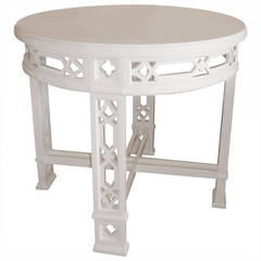 White Gloss Vintage Fretwork Table