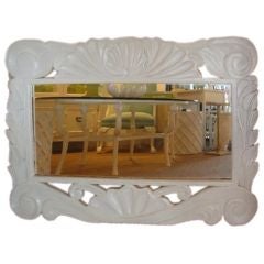 Vintage Swirling Carved    Wood Mirror