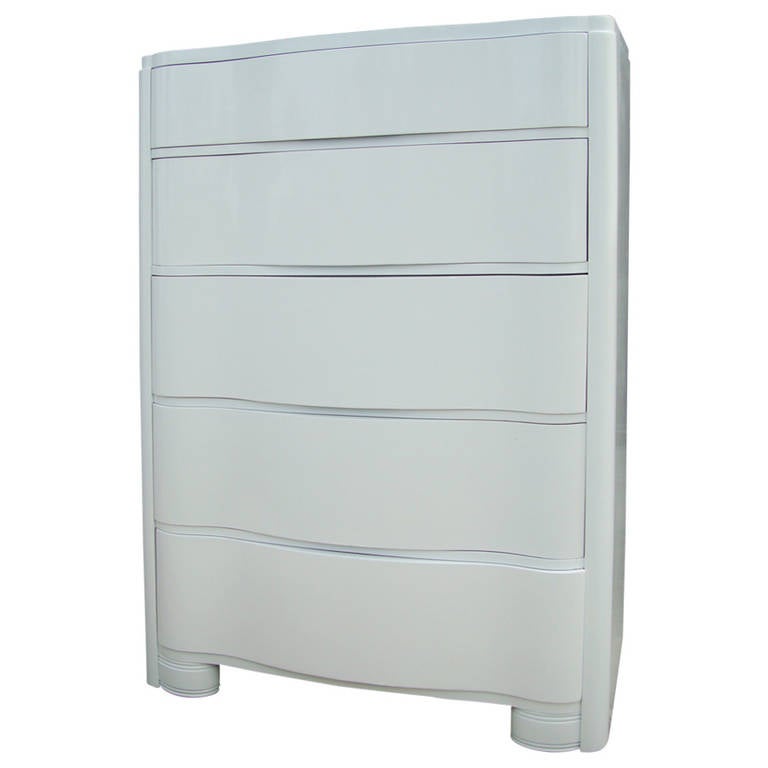 Tall Vintage Curved Gentleman's Dresser For Sale at 1stDibs