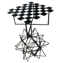 Vintage Black Metal Checkerboard Table