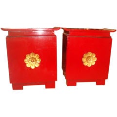 Pair of Vintage Red Side Tables Pair of Vintage Red Side Tables