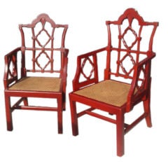 Pair of  Grand Chippendale Arm Chairs