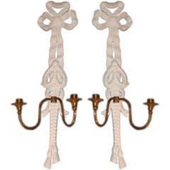 Restored Pair of Carved  Regency Tassle Sconces