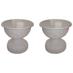 Pair of Mid-Century Wicker Tables