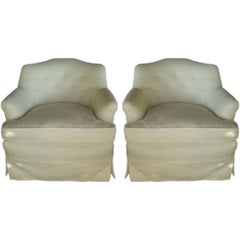 Pair of  Scallop Back  Regency Lounge Chairs