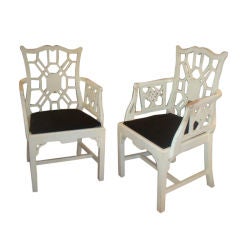Pair of Vintage Chippendale Style Arm Chairs