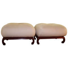 Pair of Vintage Regency Poufs