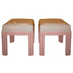 Pair of  Vintage Faux Bamboo Stools