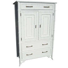 Lacquered Chippendale Faux Bamboo Cabinet