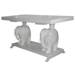 Lacquered White Elephant Table Lacquered White Elephant Table