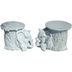 Pair of Vintage Plaster  Elephants