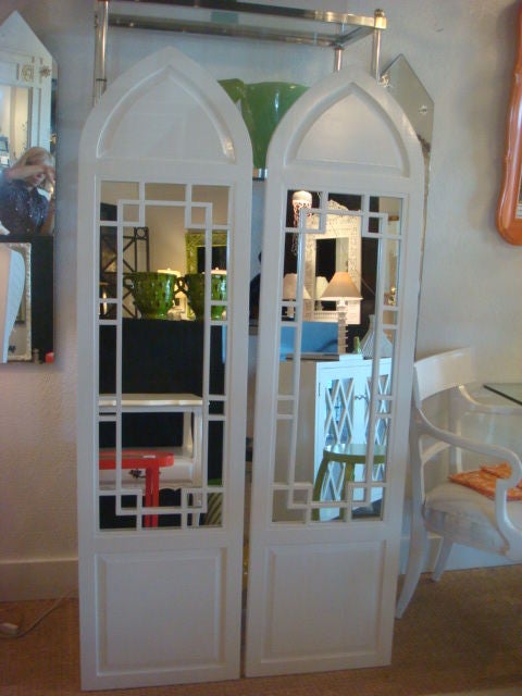 American Pair of Arched Mirrored Panels