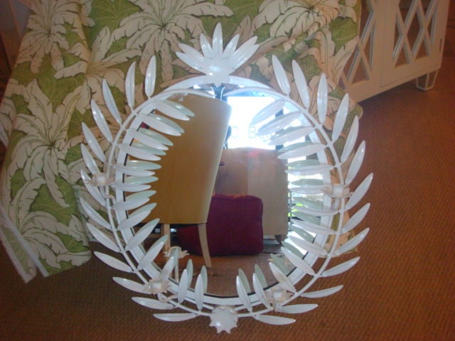 Caesar's Fern Painted Metal   Candelabra Mirror