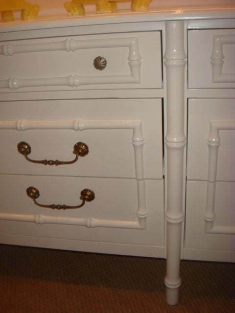 white faux bamboo dresser