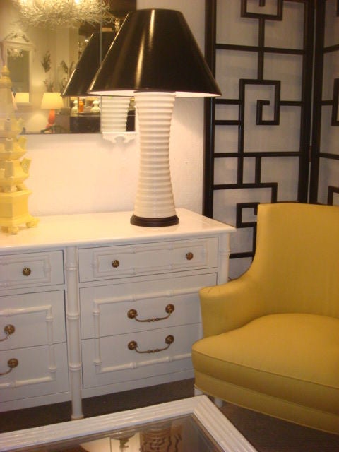 American White Lacquered Faux Bamboo Dresser