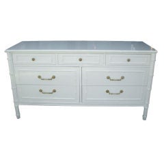 Newly Lacquered White Gloss Faux Bamboo Dresser