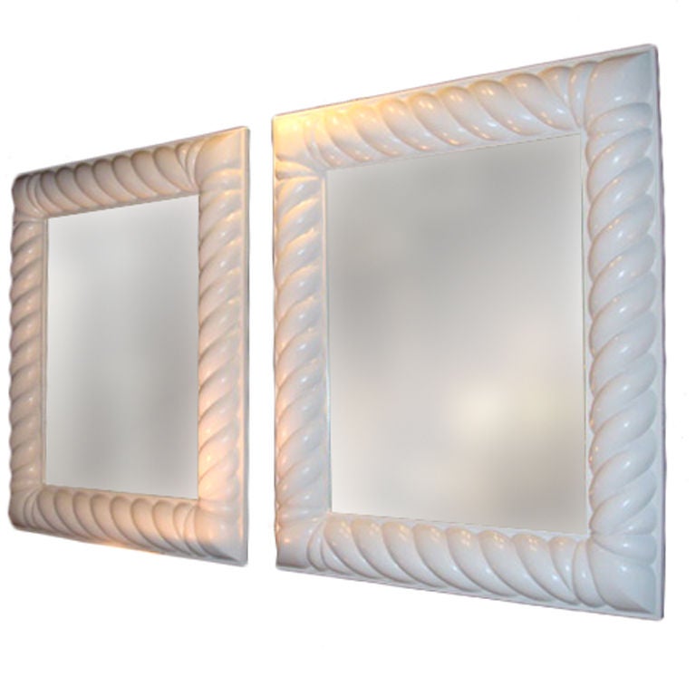 Pair of Mid Century Outstanding Spiral Mirrors at 1stdibs