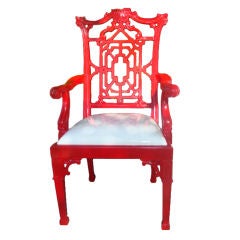 Red  Hot Lacquer Chippendale Arm Chair