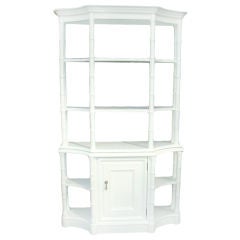 Restored Faux Bamboo White Lacquer Etagere