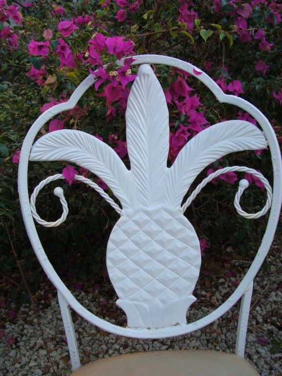 20th Century Mid Century Iron Grand Pineapple Chairs Set/4