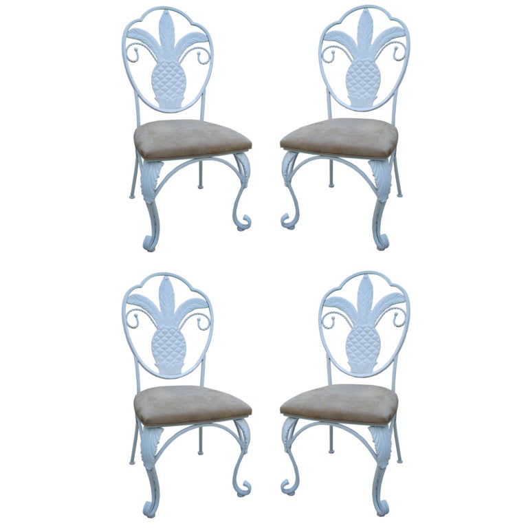 Mid Century Iron Grand Pineapple Chairs Set/4