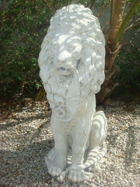 Vintage  Cast Stone Lion Statue 1