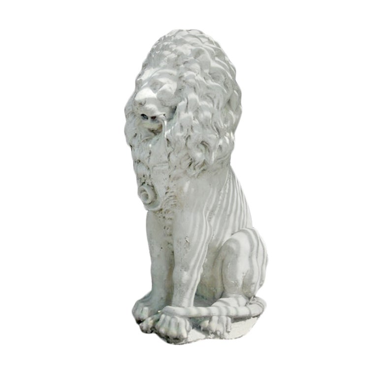 Vintage  Cast Stone Lion Statue