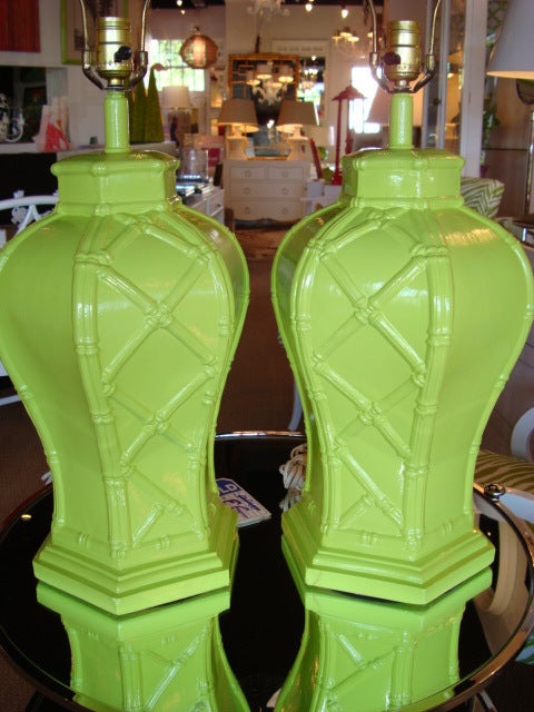 Newly Painted Delicious Citrus Vintage Old Palm Beach Lamps.