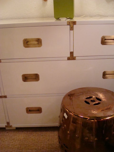Lacquered Vintage Campaign Dresser In Excellent Condition In West Palm Beach, FL