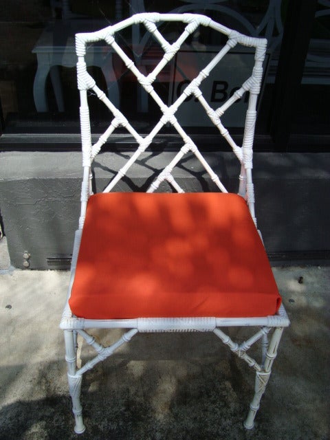 Vintage Cast Aluminum Faux Bamboo Chairs.  Set/4